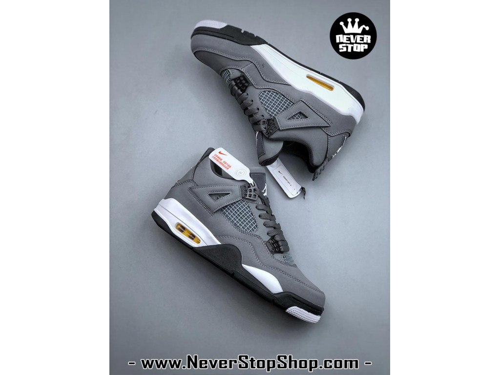 Giày sneaker nam nữ Nike Jordan 4 AJ4 Xám Trắng mẫu mới hot trend hàng replica 1:1 real chính hãng giá rẻ tốt nhất tại NeverStopShop.com HCM