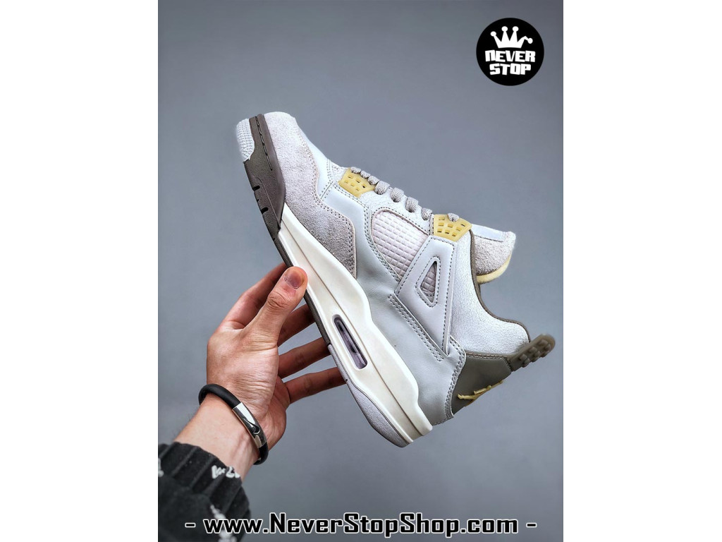 Giày sneaker nam nữ Nike Jordan 4 AJ4 Xám Xanh mẫu mới hot trend hàng replica 1:1 real chính hãng giá rẻ tốt nhất tại NeverStopShop.com HCM
