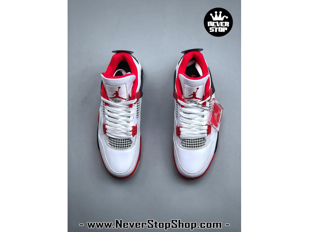 Giày sneaker nam nữ Nike Jordan 4 AJ4 Trắng Đỏ mẫu mới hot trend hàng replica 1:1 real chính hãng giá rẻ tốt nhất tại NeverStopShop.com HCM