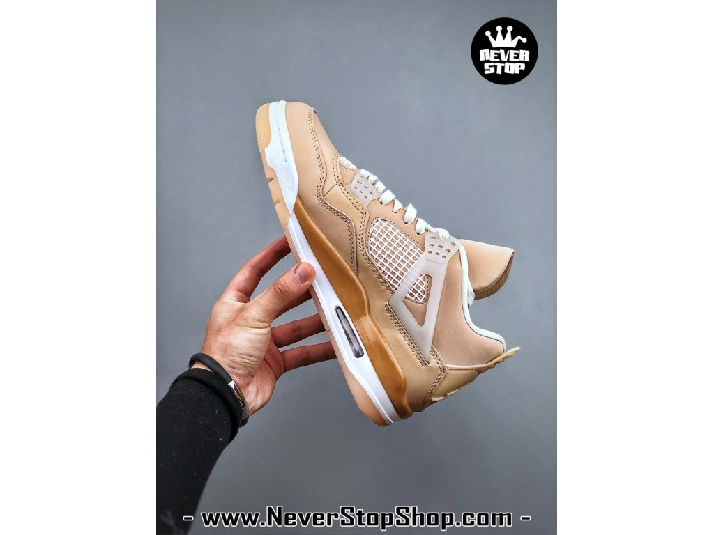 Giày sneaker nam nữ Nike Jordan 4 AJ4 Nâu Trắng mẫu mới hot trend hàng replica 1:1 real chính hãng giá rẻ tốt nhất tại NeverStopShop.com HCM