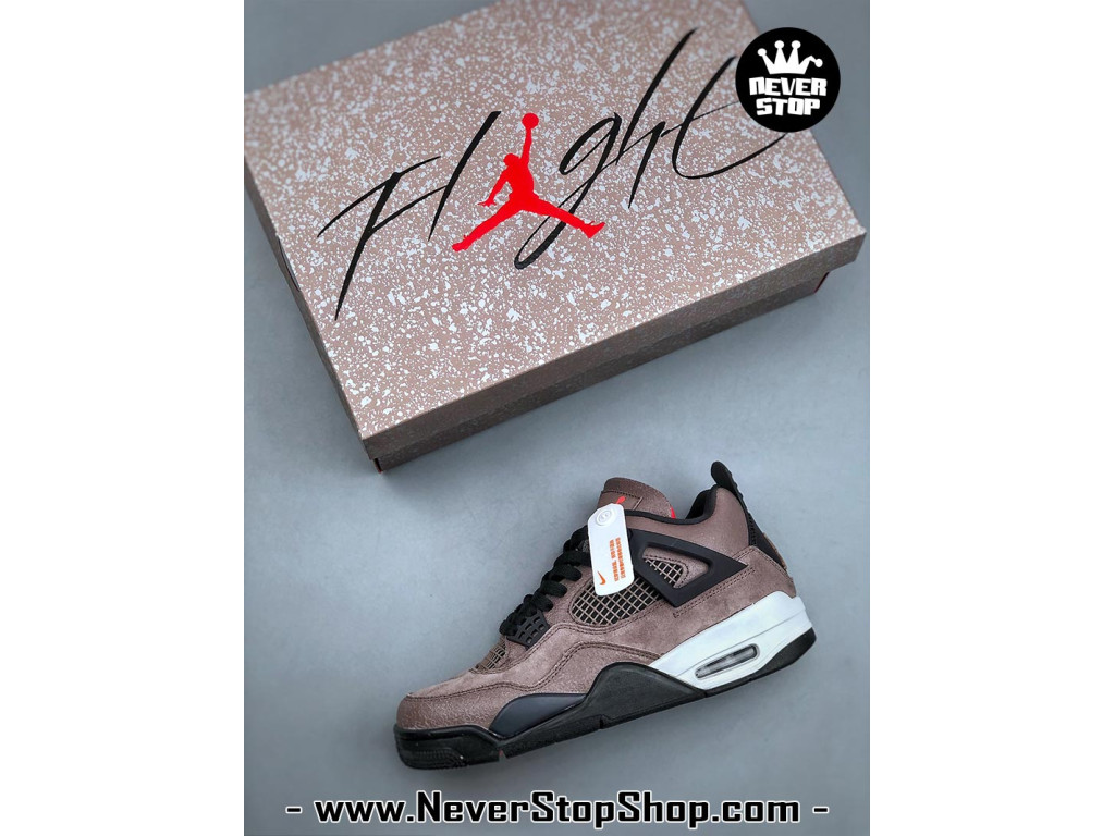 Giày sneaker nam nữ Nike Jordan 4 AJ4 Nâu Đen mẫu mới hot trend hàng replica 1:1 real chính hãng giá rẻ tốt nhất tại NeverStopShop.com HCM