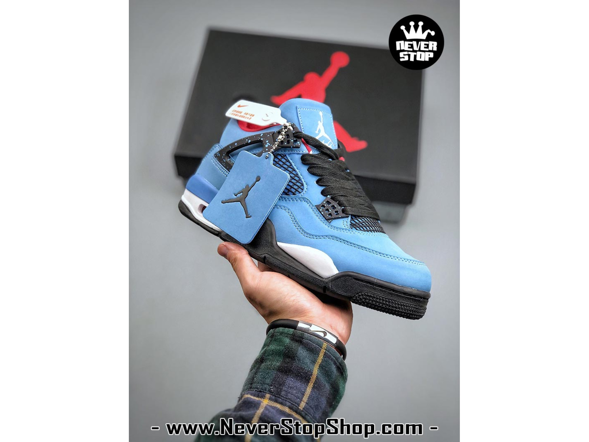 Giày Thể Thao Nike Air Jordan 4 Jd4 Travis Scott Blue