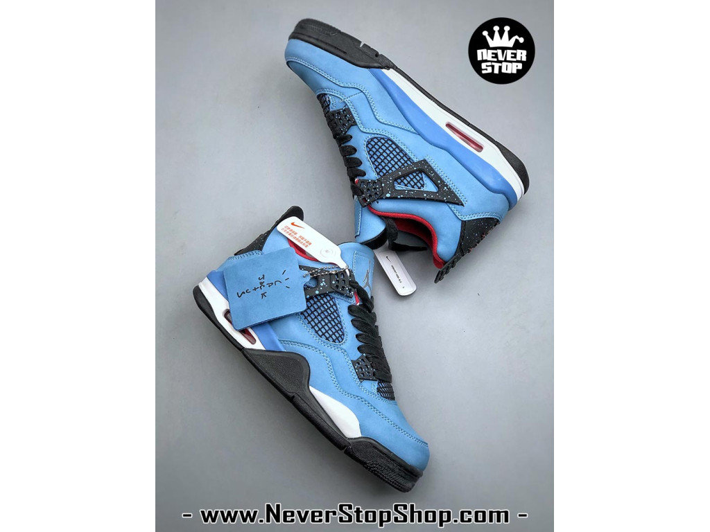 Giày sneaker nam nữ Nike Jordan 4 AJ4 Xanh Dương Đen mẫu mới hot trend hàng replica 1:1 real chính hãng giá rẻ tốt nhất tại NeverStopShop.com HCM