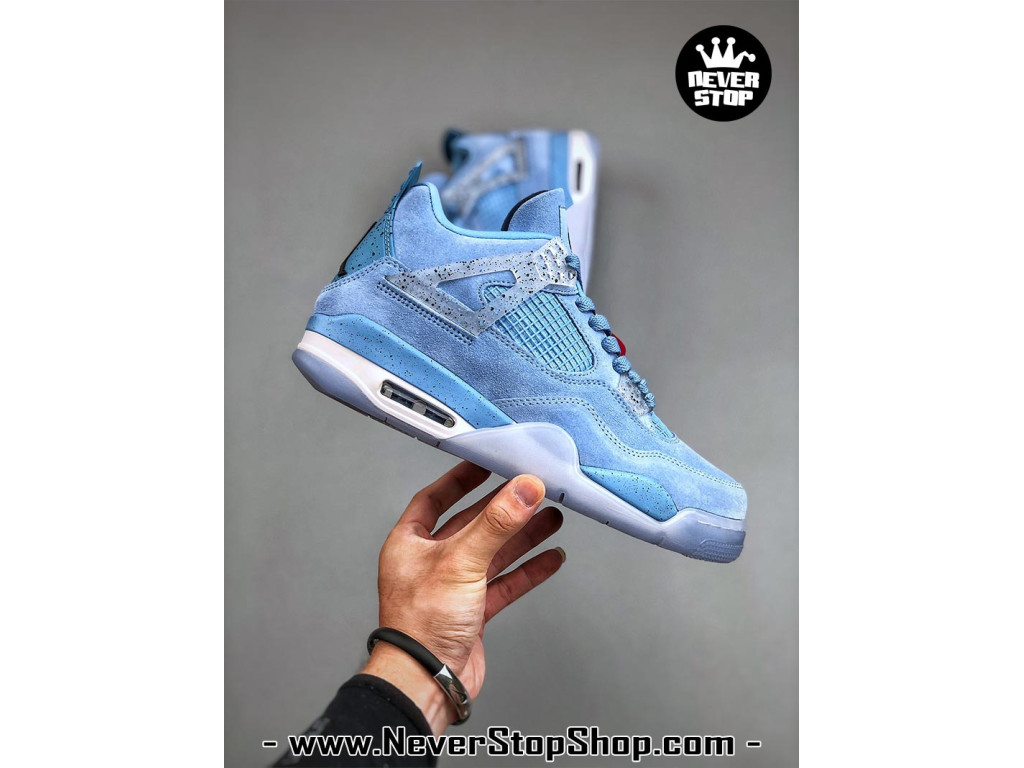 Giày sneaker nam nữ Nike Jordan 4 AJ4 Xanh Dương Trắng mẫu mới hot trend hàng replica 1:1 real chính hãng giá rẻ tốt nhất tại NeverStopShop.com HCM