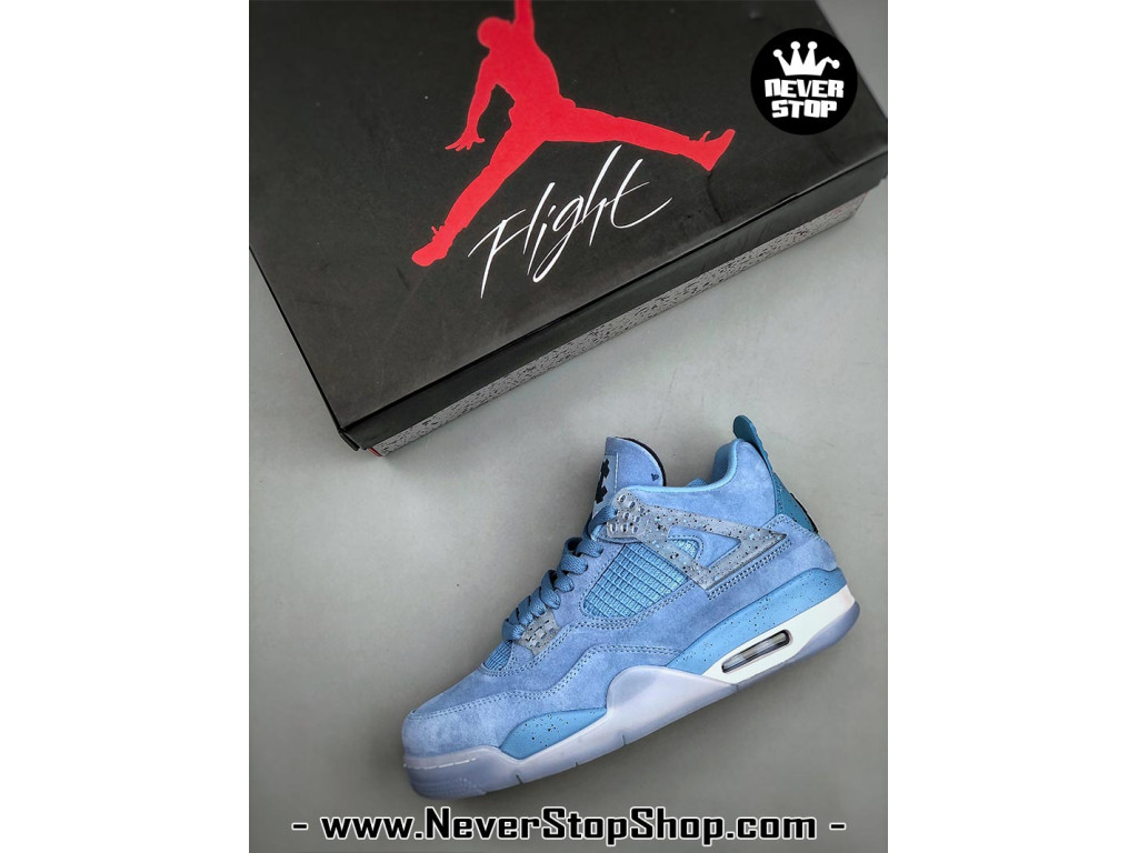 Giày sneaker nam nữ Nike Jordan 4 AJ4 Xanh Dương Trắng mẫu mới hot trend hàng replica 1:1 real chính hãng giá rẻ tốt nhất tại NeverStopShop.com HCM