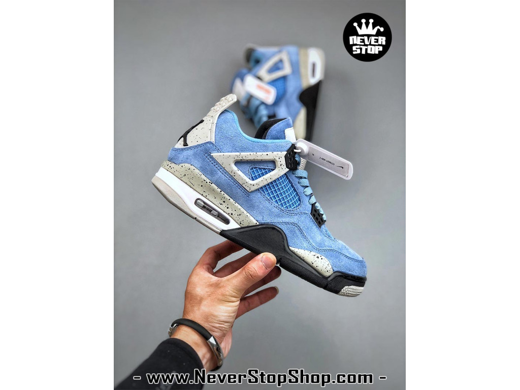 Giày sneaker nam nữ Nike Jordan 4 AJ4 Xanh Dương Xám mẫu mới hot trend hàng replica 1:1 real chính hãng giá rẻ tốt nhất tại NeverStopShop.com HCM