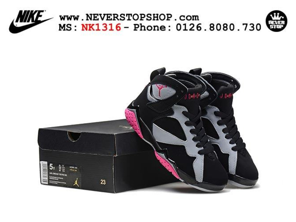 Giày Nike Jordan 7 Black Grey Pink nam nữ hàng chuẩn sfake replica 1:1 real chính hãng giá rẻ tốt nhất tại NeverStopShop.com HCM