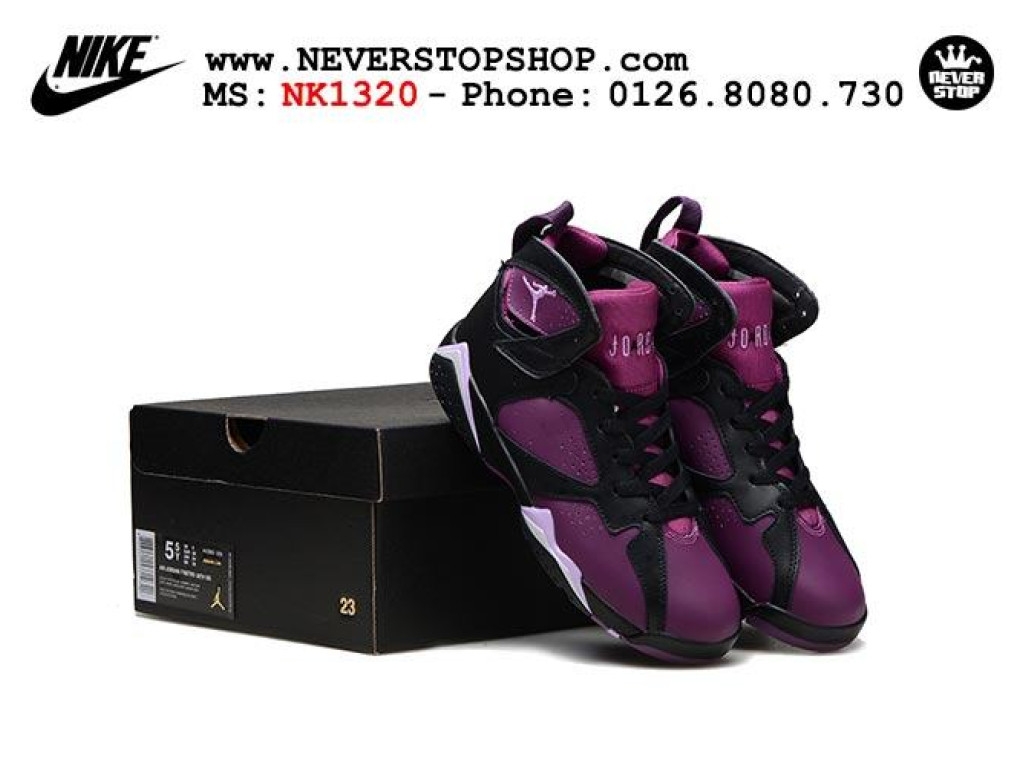 Giày Nike Jordan 7 Purple Black nam nữ hàng chuẩn sfake replica 1:1 real chính hãng giá rẻ tốt nhất tại NeverStopShop.com HCM
