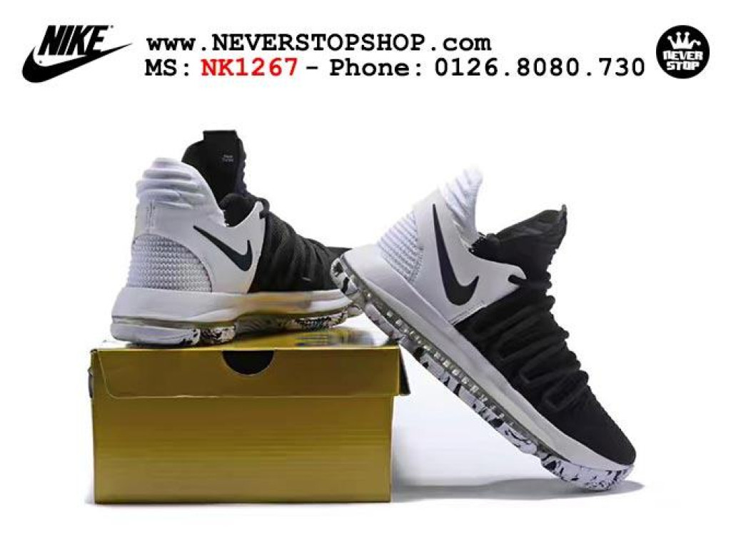 Giày Nike KD 10 Black White nam nữ hàng chuẩn sfake replica 1:1 real chính hãng giá rẻ tốt nhất tại NeverStopShop.com HCM