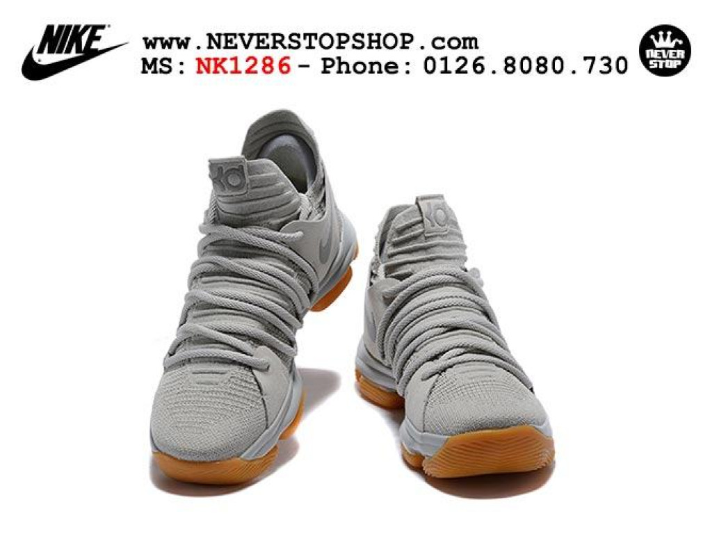 Giày Nike KD 10 Pale Grey Gum nam nữ hàng chuẩn sfake replica 1:1 real chính hãng giá rẻ tốt nhất tại NeverStopShop.com HCM