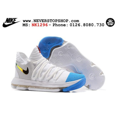 Nike KD 10 White Blue Gold