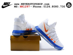 Giày Nike KD 10 White Blue Orange nam nữ hàng chuẩn sfake replica 1:1 real chính hãng giá rẻ tốt nhất tại NeverStopShop.com HCM