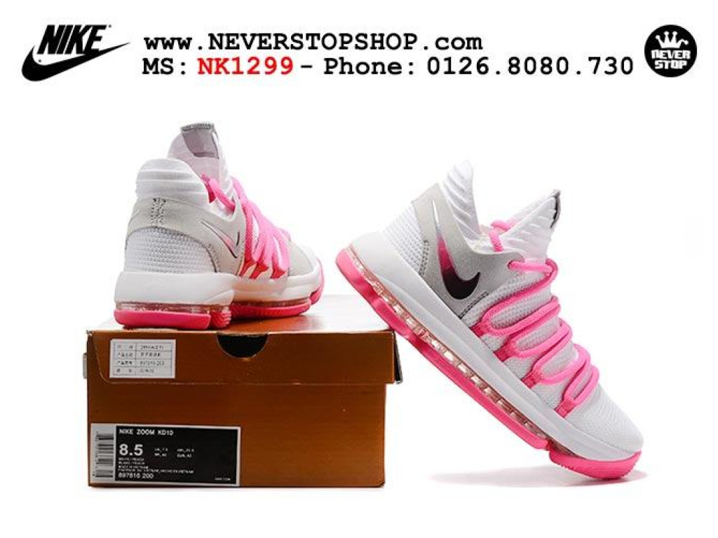 Giày Nike KD 10 White Pink nam nữ hàng chuẩn sfake replica 1:1 real chính hãng giá rẻ tốt nhất tại NeverStopShop.com HCM