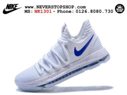 Giày Nike KD 10 White Royal Blue nam nữ hàng chuẩn sfake replica 1:1 real chính hãng giá rẻ tốt nhất tại NeverStopShop.com HCM