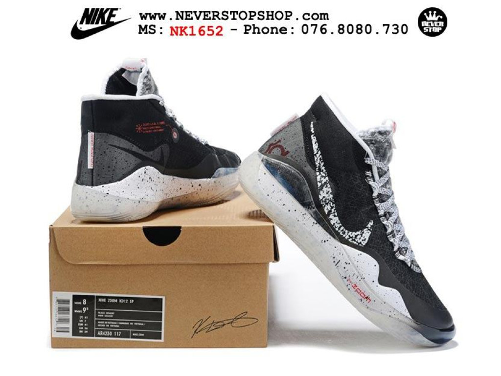 Giày Nike KD 12 Black Cement nam nữ hàng chuẩn sfake replica 1:1 real chính hãng giá rẻ tốt nhất tại NeverStopShop.com HCM