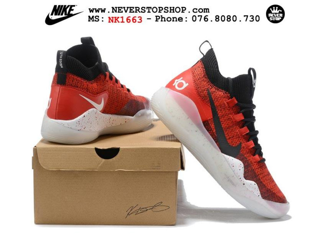 Giày Nike KD 12 Flywire Red White nam nữ hàng chuẩn sfake replica 1:1 real chính hãng giá rẻ tốt nhất tại NeverStopShop.com HCM