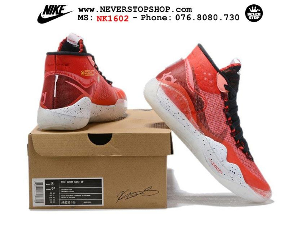 Giày Nike KD 12 University Red nam nữ hàng chuẩn sfake replica 1:1 real chính hãng giá rẻ tốt nhất tại NeverStopShop.com HCM