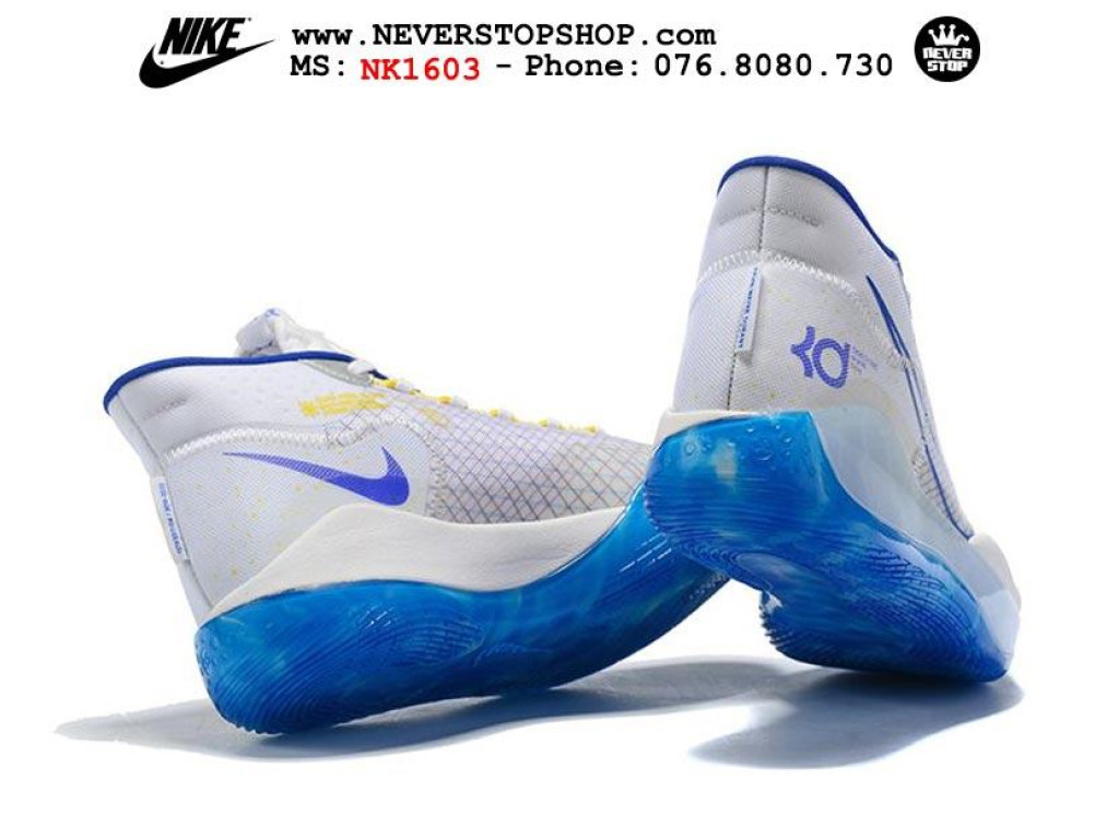 Giày Nike KD 12 Warriors White Blue nam nữ hàng chuẩn sfake replica 1:1 real chính hãng giá rẻ tốt nhất tại NeverStopShop.com HCM