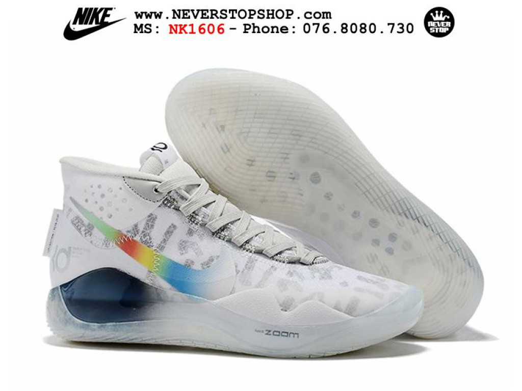 Giày Nike KD 12 White Multicolor nam nữ hàng chuẩn sfake replica 1:1 real chính hãng giá rẻ tốt nhất tại NeverStopShop.com HCM