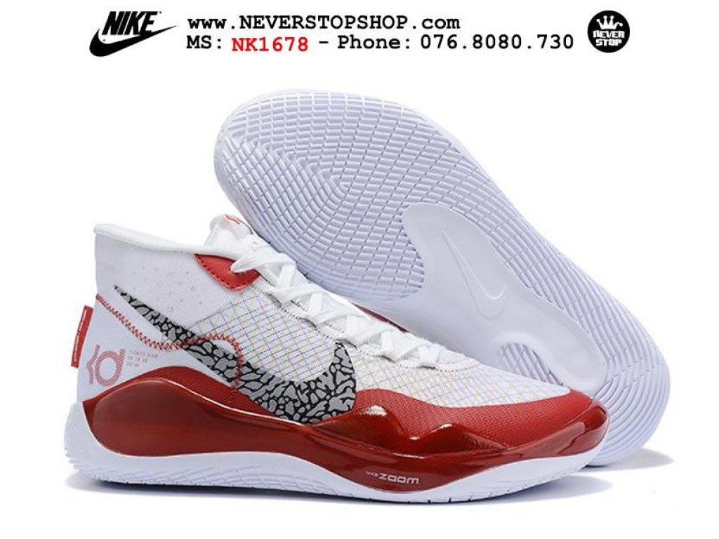 Giay bong r NIKE KD 12 WHITE RED hang ch t chu n