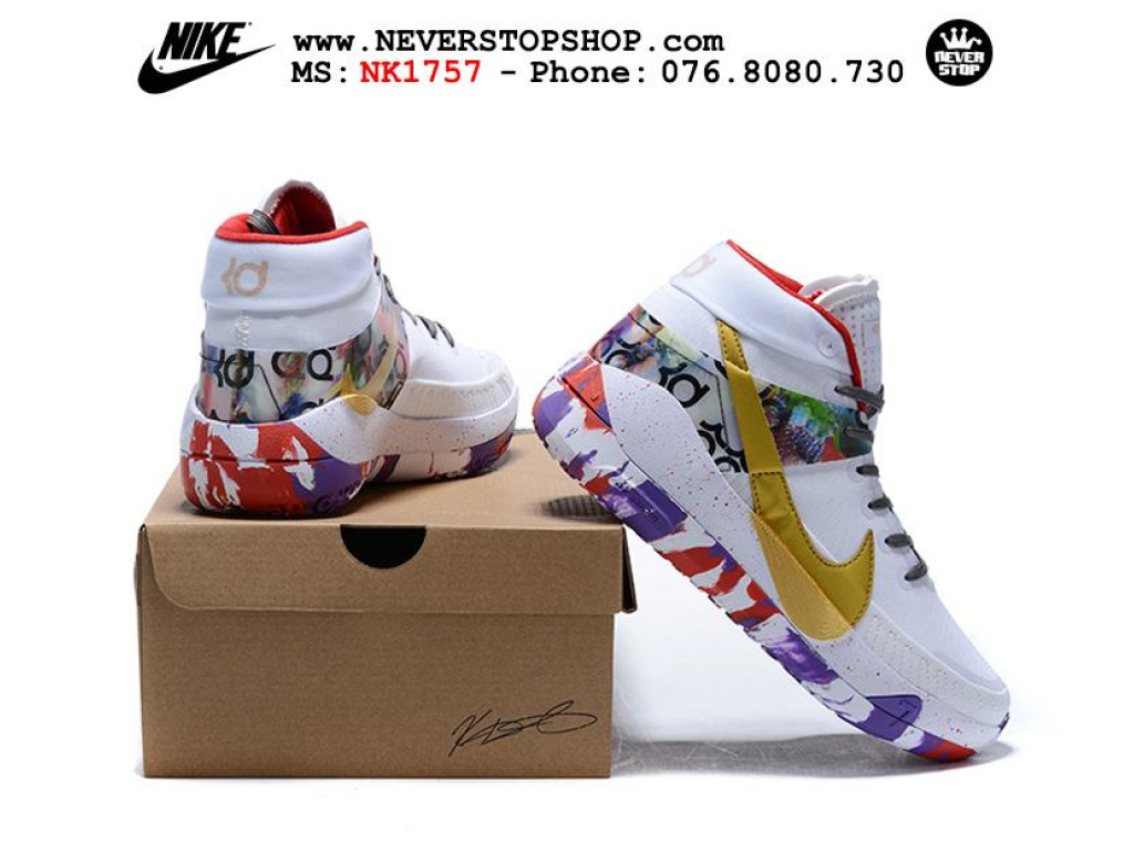 Giày Nike KD 13 White Multicolor hàng chuẩn sfake replica 1:1 real chính hãng giá rẻ tốt nhất tại NeverStopShop.com HCM
