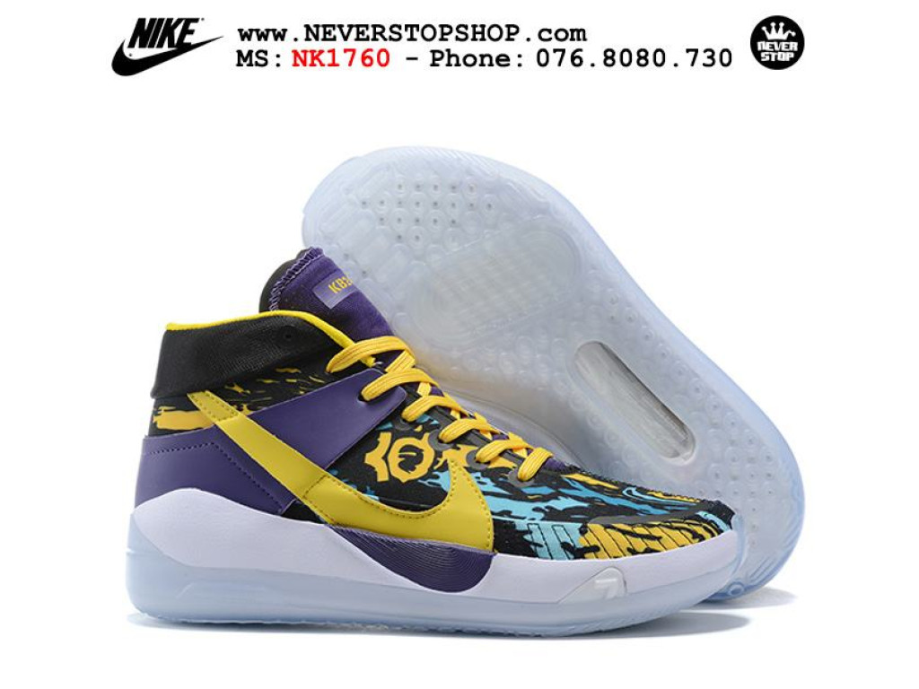 Giày Nike KD 13 Vàng Tím Trắng hàng chuẩn sfake replica 1:1 real chính hãng giá rẻ tốt nhất tại NeverStopShop.com HCM