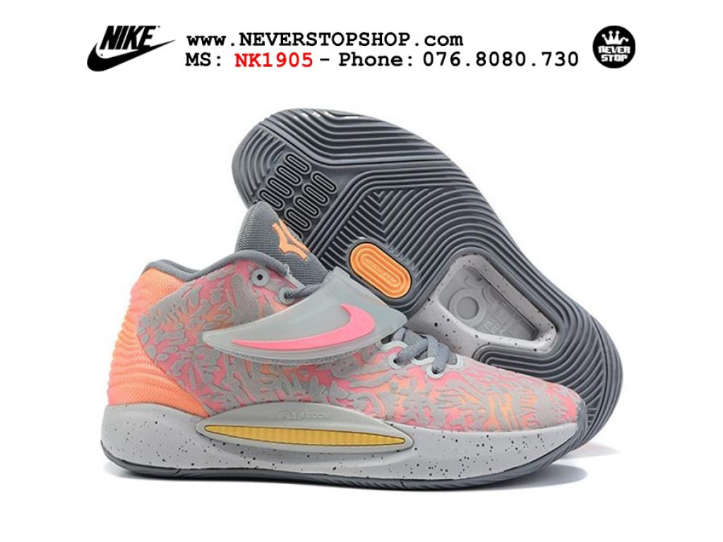 Giày thể thao Nike KD 14 Hồng Xám nam sfake replica 1:1 real chính hãng giá rẻ tốt nhất tại NeverStopShop.com HCM