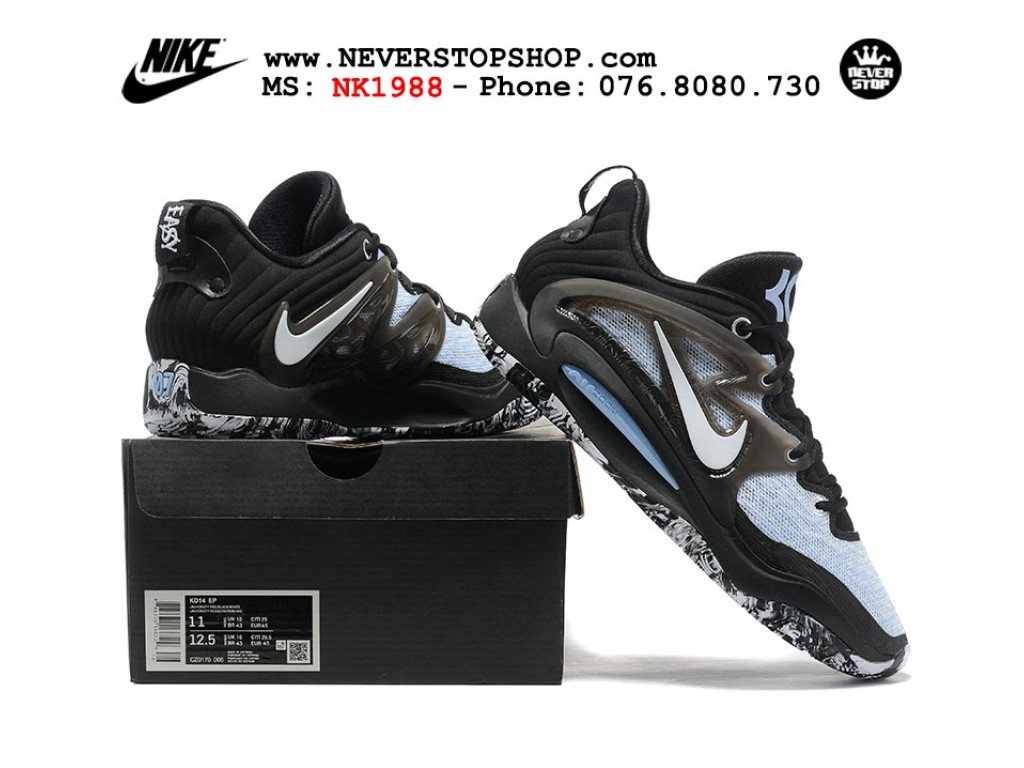 Giày bóng rổ nam Nike KD 15 Đen Trắng sfake replica 1:1 authentic chính hãng giá rẻ tốt HCM