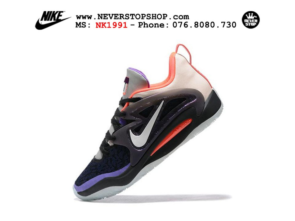 Giày bóng rổ nam Nike KD 15 Tím Đen Trắng sfake replica 1:1 authentic chính hãng giá rẻ tốt HCM