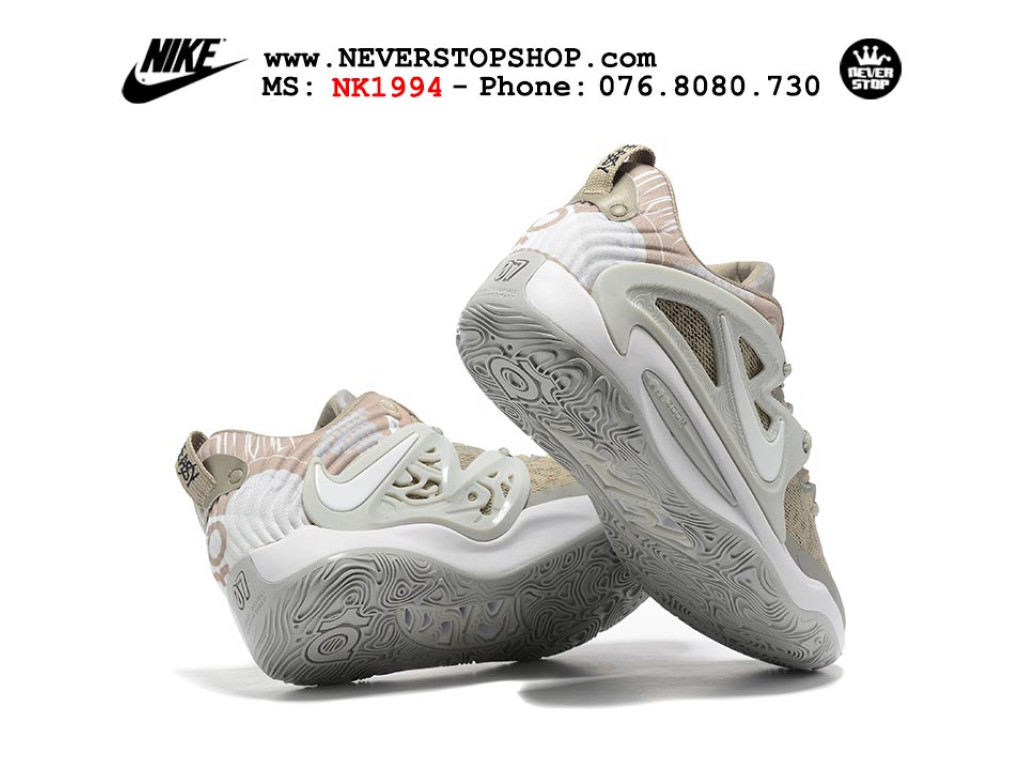 Giày bóng rổ nam Nike KD 15 Xám Trắng sfake replica 1:1 authentic chính hãng giá rẻ tốt HCM