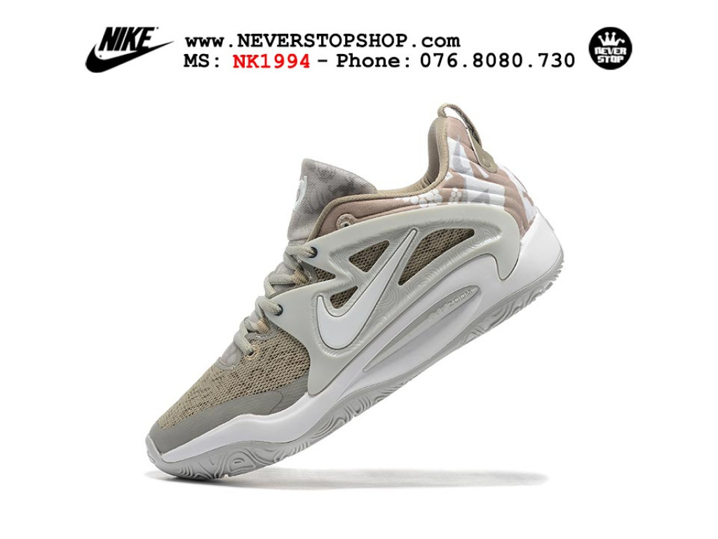 Giày bóng rổ nam Nike KD 15 Xám Trắng sfake replica 1:1 authentic chính hãng giá rẻ tốt HCM