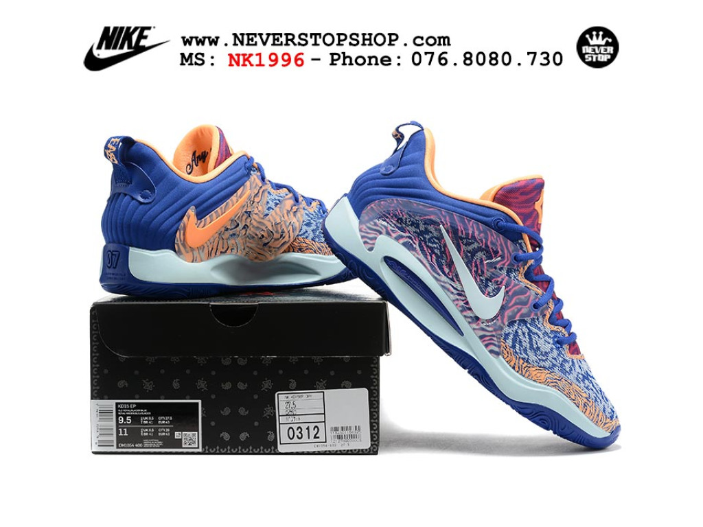 Giày bóng rổ nam Nike KD 15 Xanh Dương sfake replica 1:1 authentic chính hãng giá rẻ tốt HCM