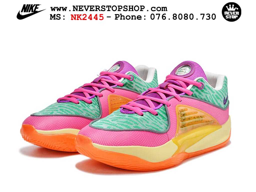 Giày bóng rổ cổ thấp Nike KD 16 Cam Hồng bản đẹp replica 1:1 like authentic chính hãng real giá rẻ tốt HCM 