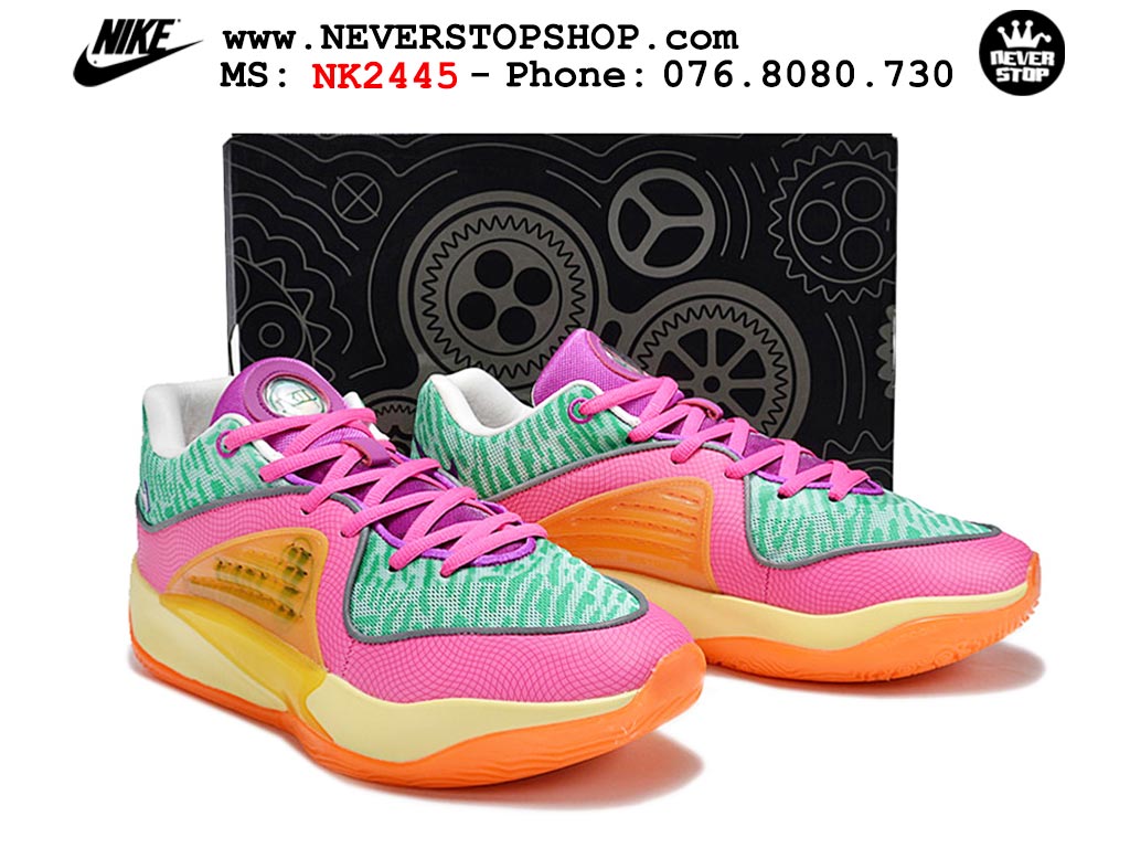 Giày bóng rổ cổ thấp Nike KD 16 Cam Hồng bản đẹp replica 1:1 like authentic chính hãng real giá rẻ tốt HCM 
