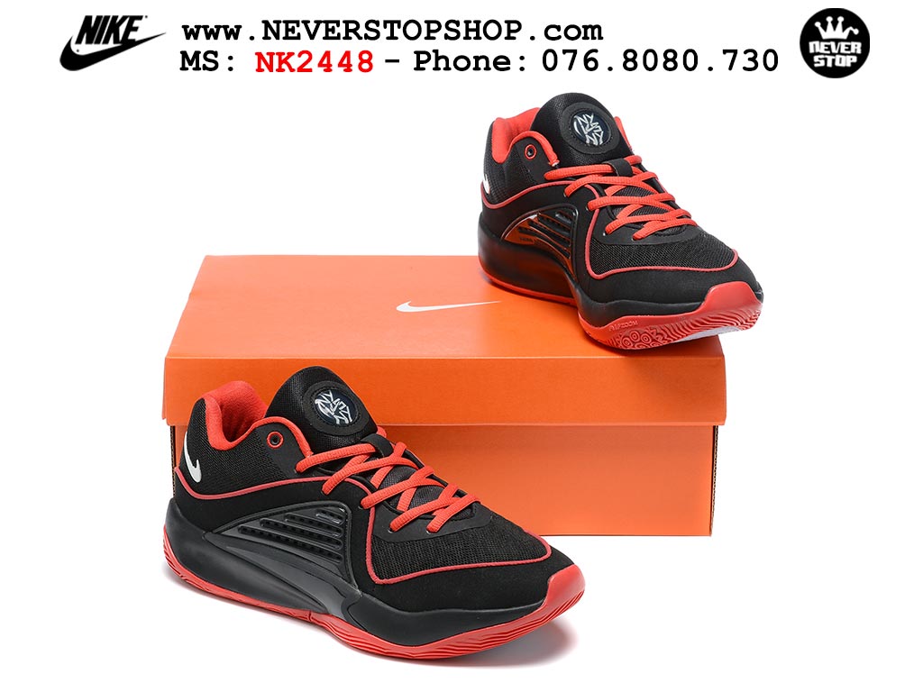 Giày bóng rổ cổ thấp Nike KD 16 Đen Đỏ bản đẹp replica 1:1 like authentic chính hãng real giá rẻ tốt HCM 