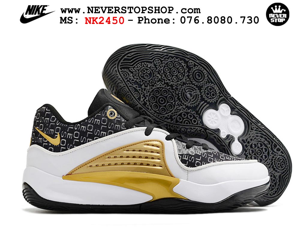 Giày bóng rổ cổ thấp Nike KD 16 Vàng Trắng bản đẹp replica 1:1 like authentic chính hãng real giá rẻ tốt HCM 