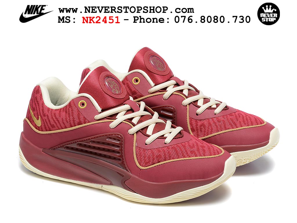Giày bóng rổ cổ thấp Nike KD 16 Đỏ Trắng bản đẹp replica 1:1 like authentic chính hãng real giá rẻ tốt HCM 