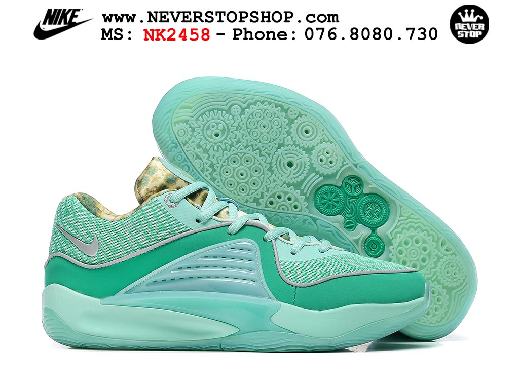 Giày bóng rổ cổ thấp Nike KD 16 Xanh Mint bản đẹp replica 1:1 like authentic chính hãng real giá rẻ tốt HCM 