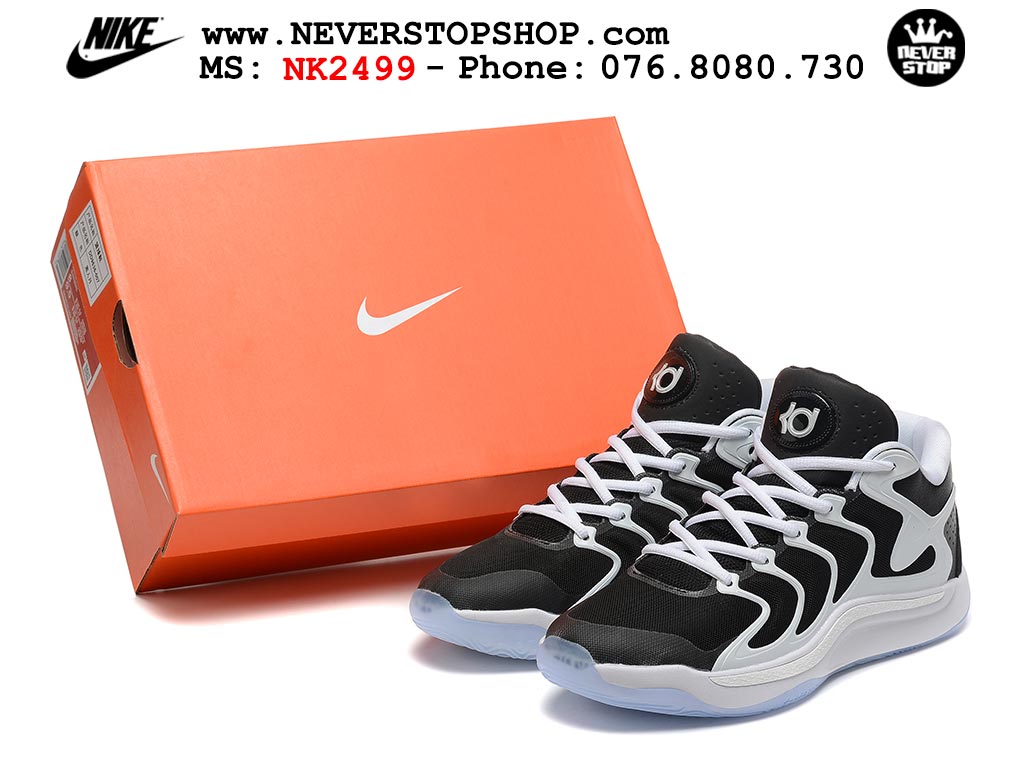 Giày bóng rổ cổ thấp Nike KD 17 Đen Trắng tích hợp full Air Zoom bản đẹp replica 1:1 like authentic chính hãng real giá rẻ tốt HCM