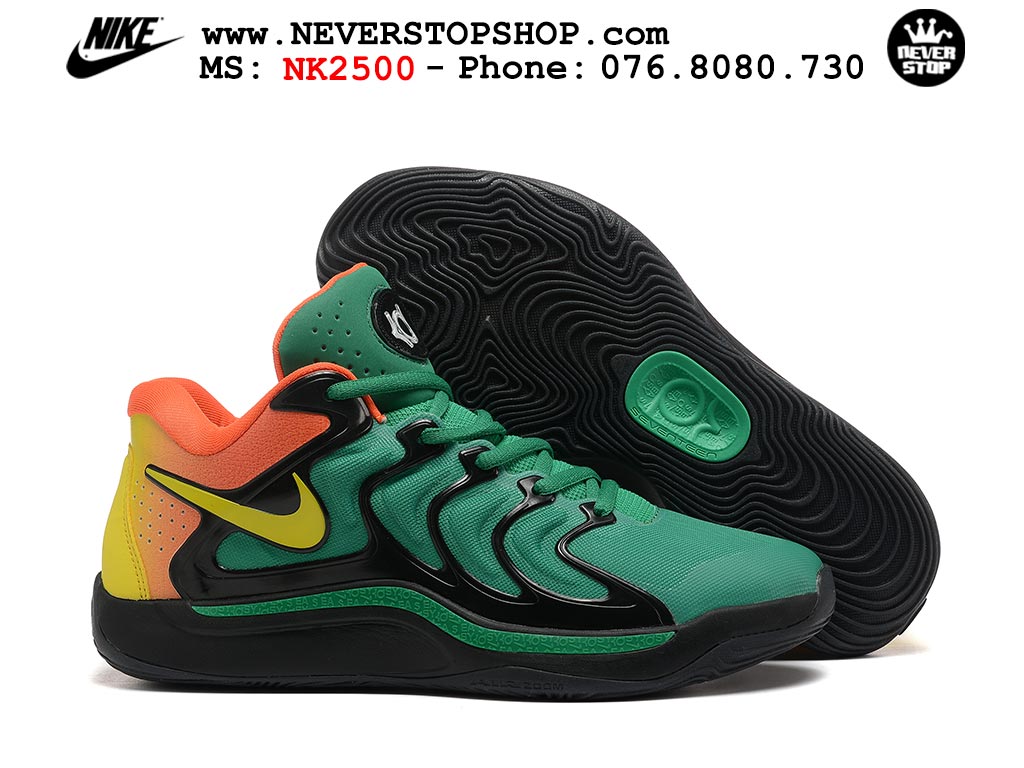 Giày bóng rổ cổ thấp Nike KD 17 Xanh Lá Cam tích hợp full Air Zoom bản đẹp replica 1:1 like authentic chính hãng real giá rẻ tốt HCM