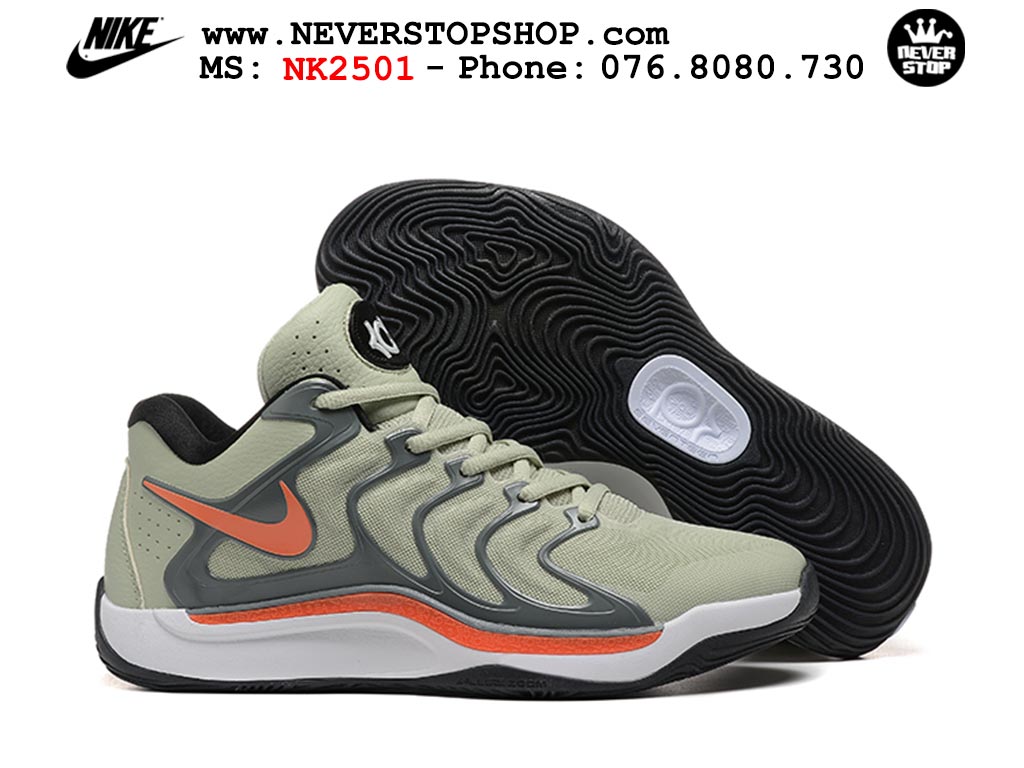 Giày bóng rổ cổ thấp Nike KD 17 Xám Cam tích hợp full Air Zoom bản đẹp replica 1:1 like authentic chính hãng real giá rẻ tốt HCM