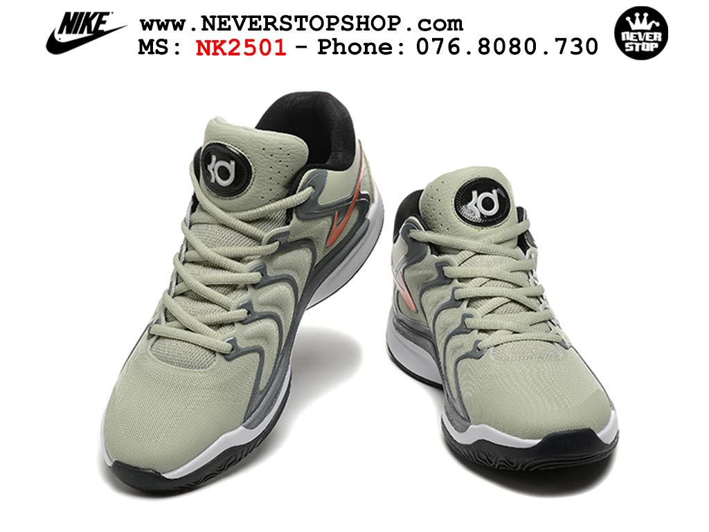 Giày bóng rổ cổ thấp Nike KD 17 Xám Cam tích hợp full Air Zoom bản đẹp replica 1:1 like authentic chính hãng real giá rẻ tốt HCM