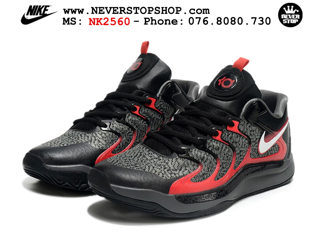 Giày bóng rổ cổ thấp Nike KD 17 Xám Đỏ tích hợp full Air Zoom bản đẹp replica 1:1 like authentic chính hãng real giá rẻ tốt HCM