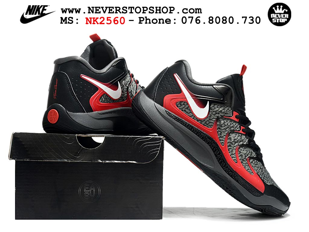 Giày bóng rổ cổ thấp Nike KD 17 Xám Đỏ tích hợp full Air Zoom bản đẹp replica 1:1 like authentic chính hãng real giá rẻ tốt HCM