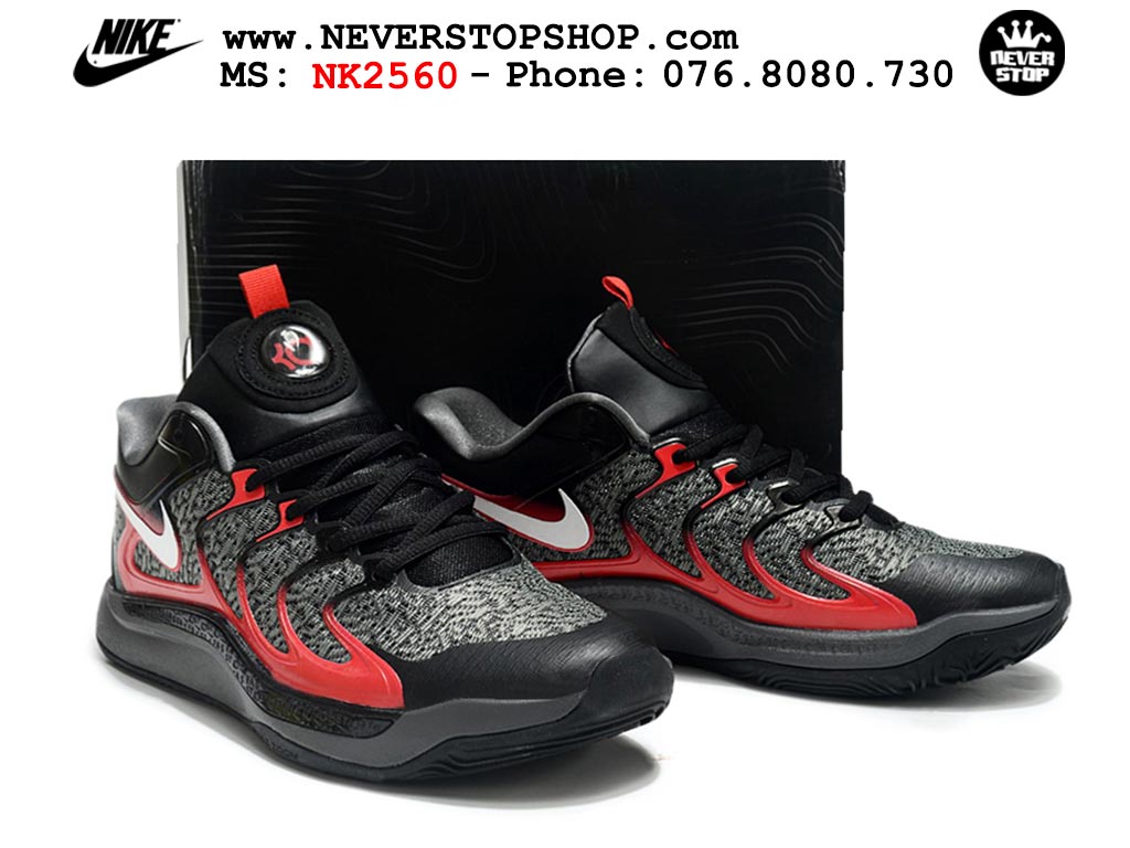 Giày bóng rổ cổ thấp Nike KD 17 Xám Đỏ tích hợp full Air Zoom bản đẹp replica 1:1 like authentic chính hãng real giá rẻ tốt HCM