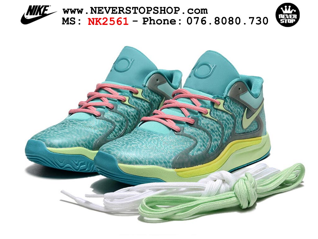 Giày bóng rổ cổ thấp Nike KD 17 Xanh Dương Xanh Lá tích hợp full Air Zoom bản đẹp replica 1:1 like authentic chính hãng real giá rẻ tốt HCM