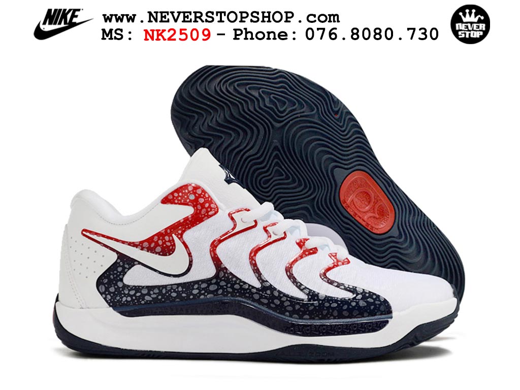 Giày bóng rổ cổ thấp Nike KD 17 Trắng Đỏ tích hợp full Air Zoom bản đẹp replica 1:1 like authentic chính hãng real giá rẻ tốt HCM