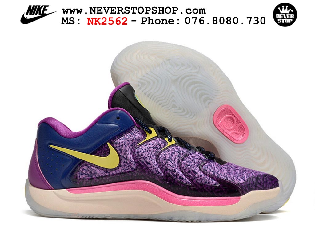 Giày bóng rổ cổ thấp Nike KD 17 Tím Vàng tích hợp full Air Zoom bản đẹp replica 1:1 like authentic chính hãng real giá rẻ tốt HCM