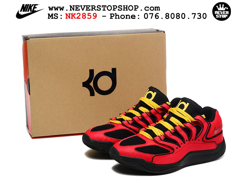 Giày bóng rổ cổ thấp Nike KD 18 Đỏ Đen mẫu mới best batch replica 1:1 like authentic chính hãng real giá rẻ tốt HCM