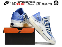 Giày bóng rổ cổ thấp Nike KD 18 Trắng Xanh Da Trời mẫu mới best batch replica 1:1 like authentic chính hãng real giá rẻ tốt HCM